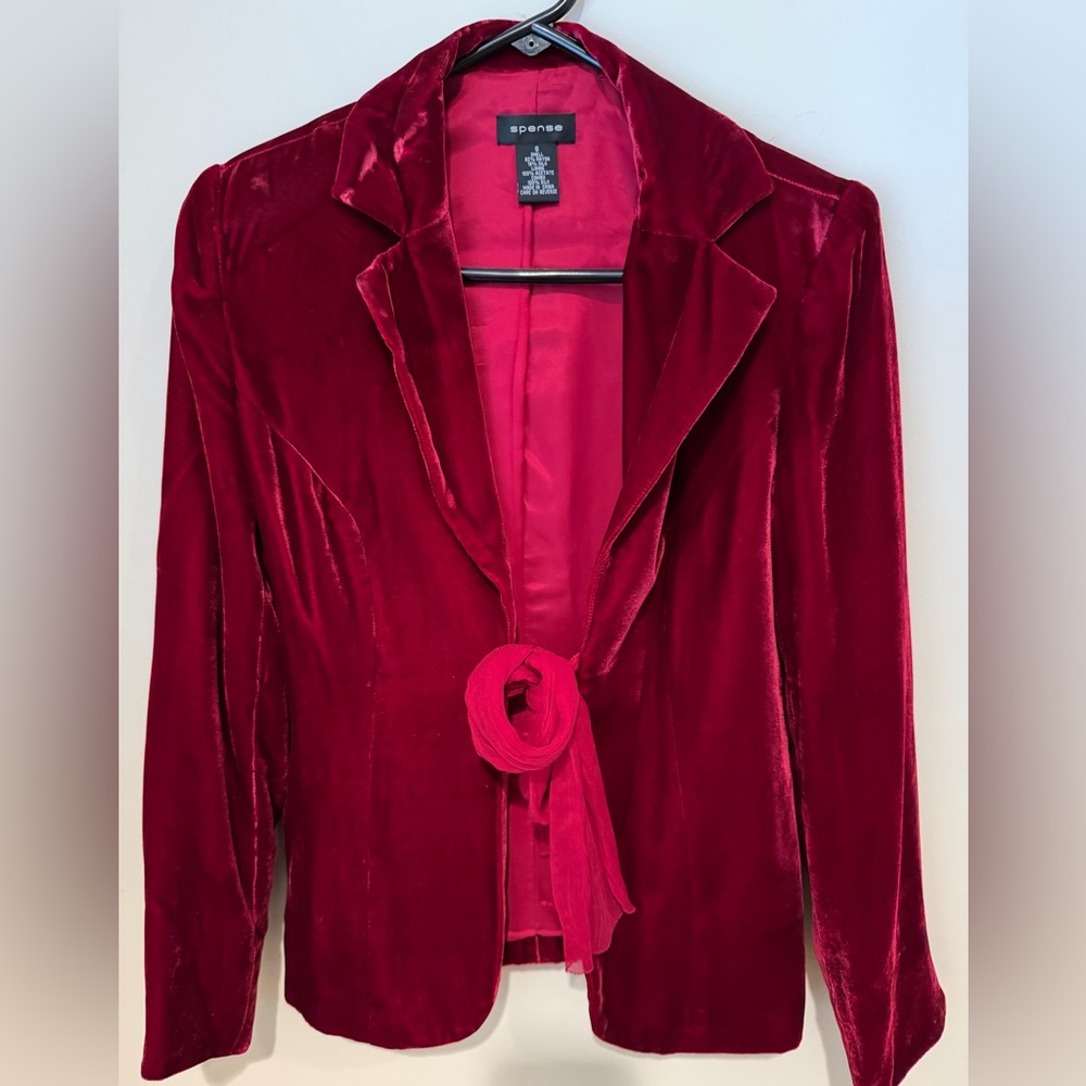Women's Rich Red Velvet Blazer